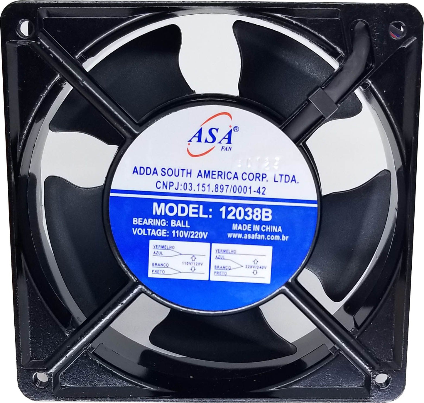 Microventilador de Rolamento Bivolt AC - 120X120X38mm