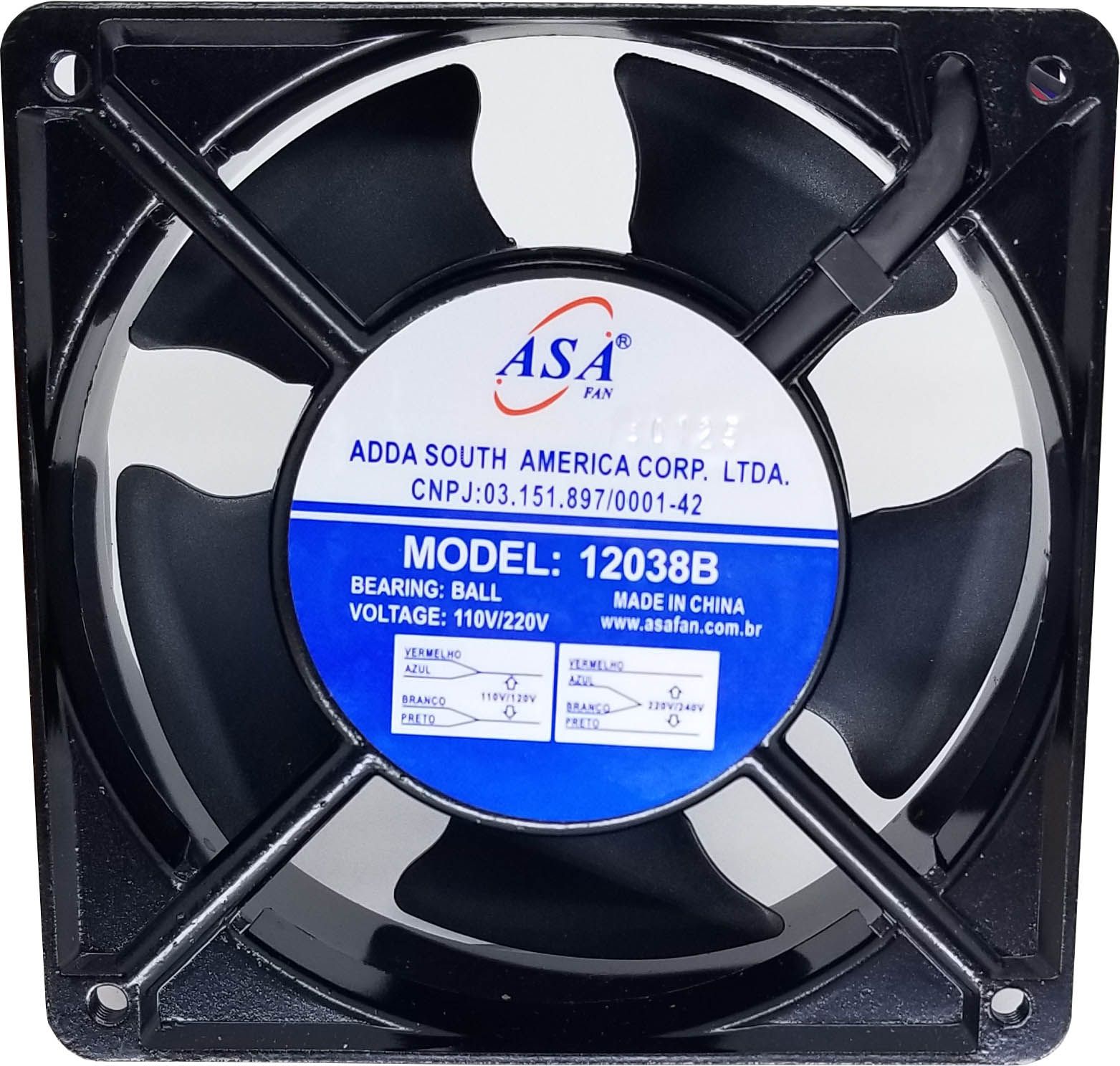 Microventilador de Rolamento Bivolt AC - 120X120X38mm